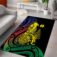 New Caledonia Kanaky Area Rug Stylized Fleche Faitiere With Kagu Bird