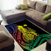 New Caledonia Kanaky Area Rug Stylized Fleche Faitiere With Kagu Bird