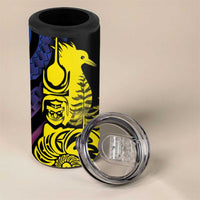 New Caledonia Kanaky 4 in 1 Can Cooler Tumbler Stylized Fleche Faitiere With Kagu Bird