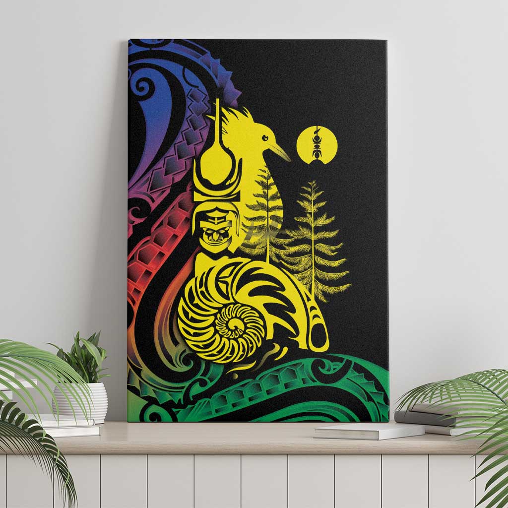 New Caledonia Kanaky Canvas Wall Art Stylized Fleche Faitiere With Kagu Bird