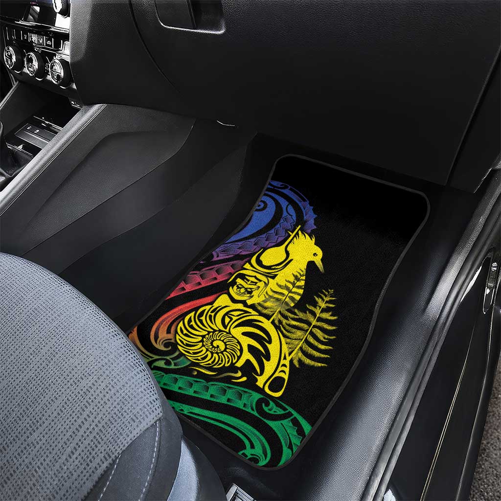 New Caledonia Kanaky Car Mats Stylized Fleche Faitiere With Kagu Bird
