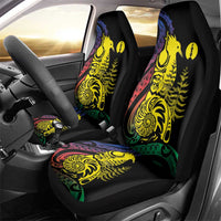 New Caledonia Kanaky Car Seat Cover Stylized Fleche Faitiere With Kagu Bird