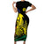 New Caledonia Kanaky Family Matching Short Sleeve Bodycon Dress and Hawaiian Shirt Stylized Fleche Faitiere With Kagu Bird