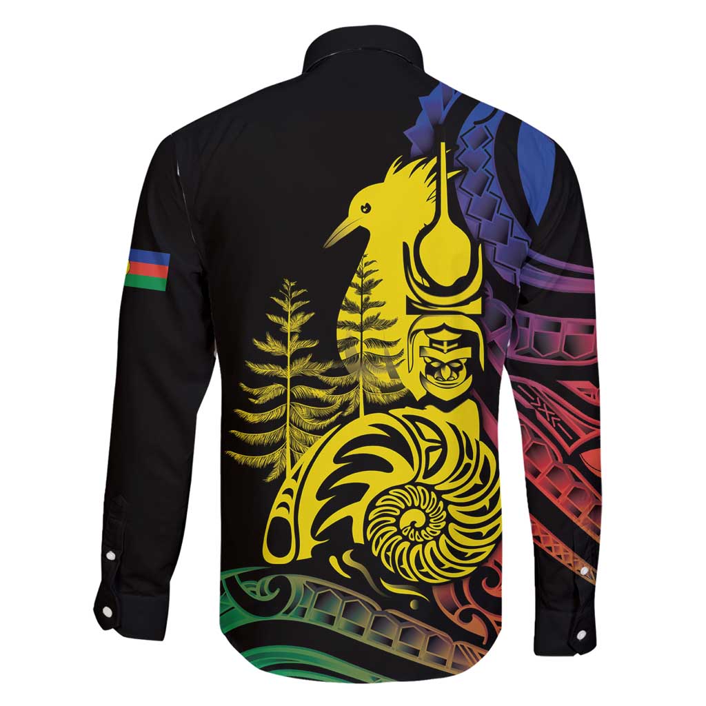 New Caledonia Kanaky Family Matching Summer Maxi Dress and Hawaiian Shirt Stylized Fleche Faitiere With Kagu Bird