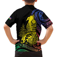 New Caledonia Kanaky Family Matching Tank Maxi Dress and Hawaiian Shirt Stylized Fleche Faitiere With Kagu Bird