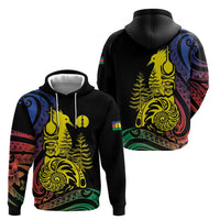 New Caledonia Kanaky Hoodie Stylized Fleche Faitiere With Kagu Bird
