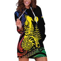 New Caledonia Kanaky Hoodie Dress Stylized Fleche Faitiere With Kagu Bird