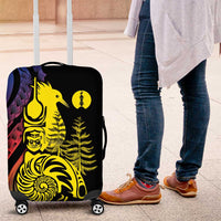 New Caledonia Kanaky Luggage Cover Stylized Fleche Faitiere With Kagu Bird