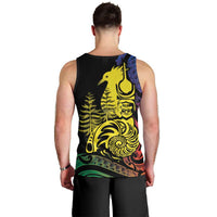 New Caledonia Kanaky Men Tank Top Stylized Fleche Faitiere With Kagu Bird