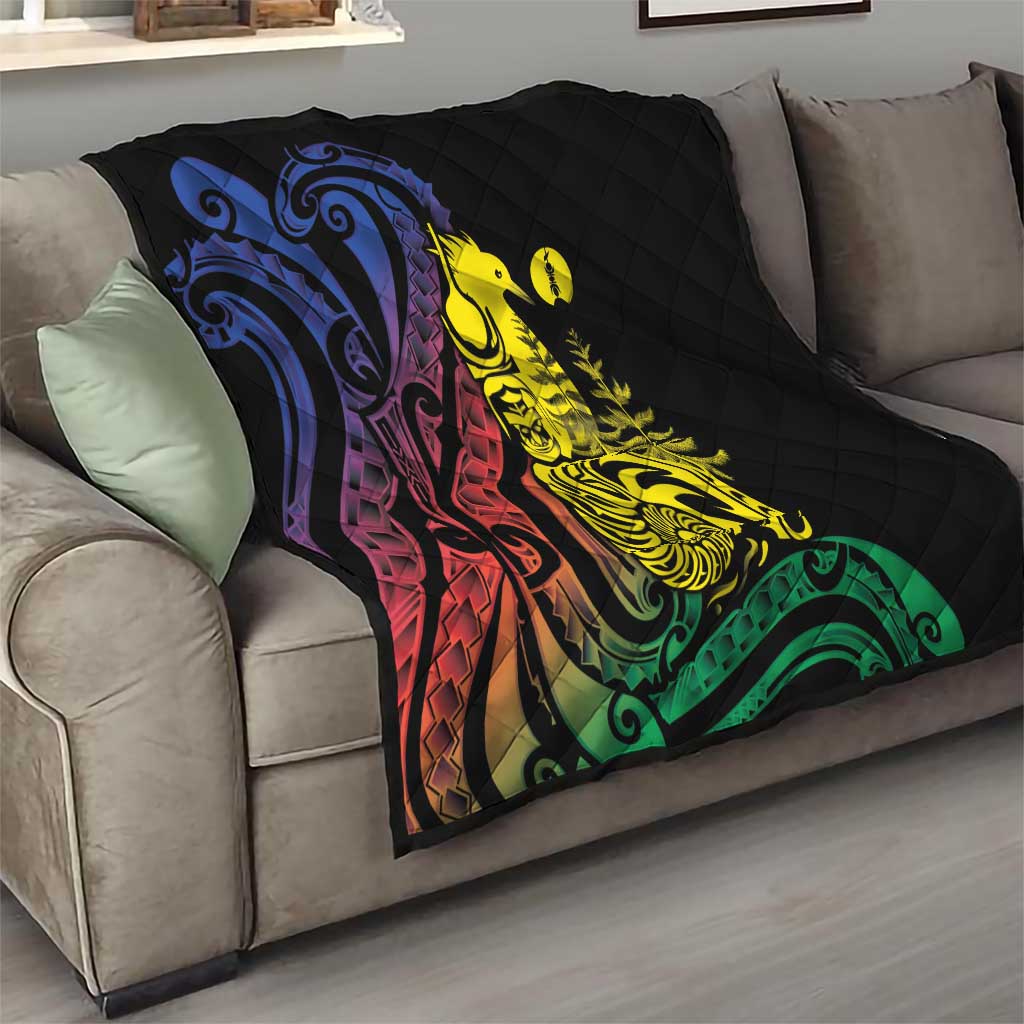 New Caledonia Kanaky Quilt Stylized Fleche Faitiere With Kagu Bird