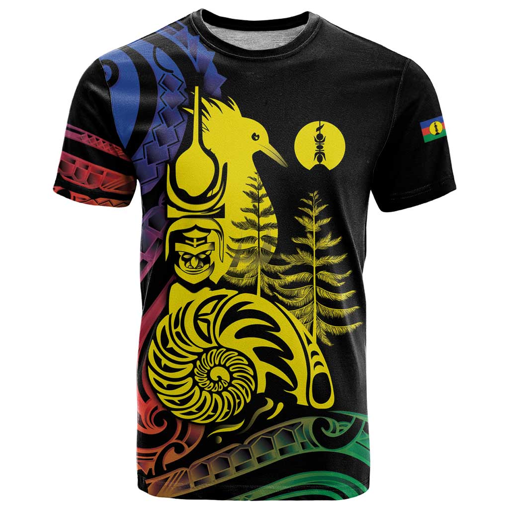 New Caledonia Kanaky T Shirt Stylized Fleche Faitiere With Kagu Bird