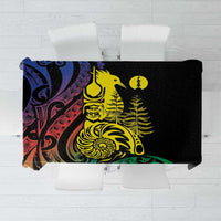 New Caledonia Kanaky Tablecloth Stylized Fleche Faitiere With Kagu Bird