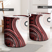 Bula Fiji Vintage Tapa Laundry Basket Kaivity Masi Wave Motifs - Red