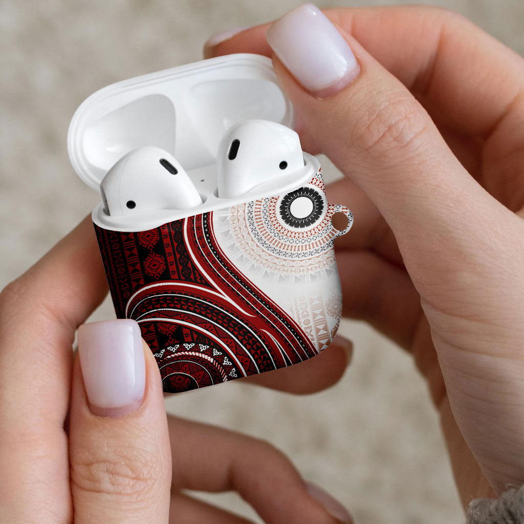 Bula Fiji Vintage Tapa AirPods Case Kaivity Masi Wave Motifs - Red