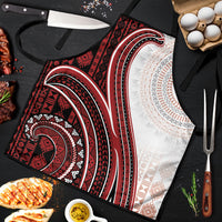 Bula Fiji Vintage Tapa Apron Kaivity Masi Wave Motifs - Red
