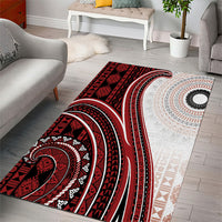Bula Fiji Vintage Tapa Area Rug Kaivity Masi Wave Motifs - Red