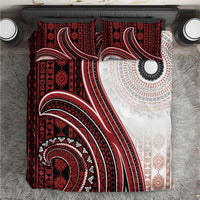 Bula Fiji Vintage Tapa Bedding Set Kaivity Masi Wave Motifs - Red