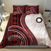 Bula Fiji Vintage Tapa Bedding Set Kaivity Masi Wave Motifs - Red