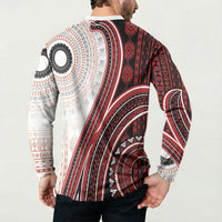 Bula Fiji Vintage Tapa Button Sweatshirt Kaivity Masi Wave Motifs - Red