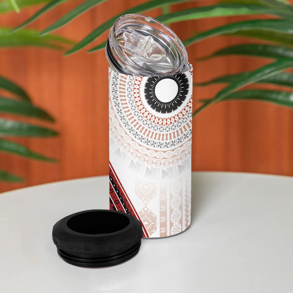 Bula Fiji Vintage Tapa 4 in 1 Can Cooler Tumbler Kaivity Masi Wave Motifs - Red