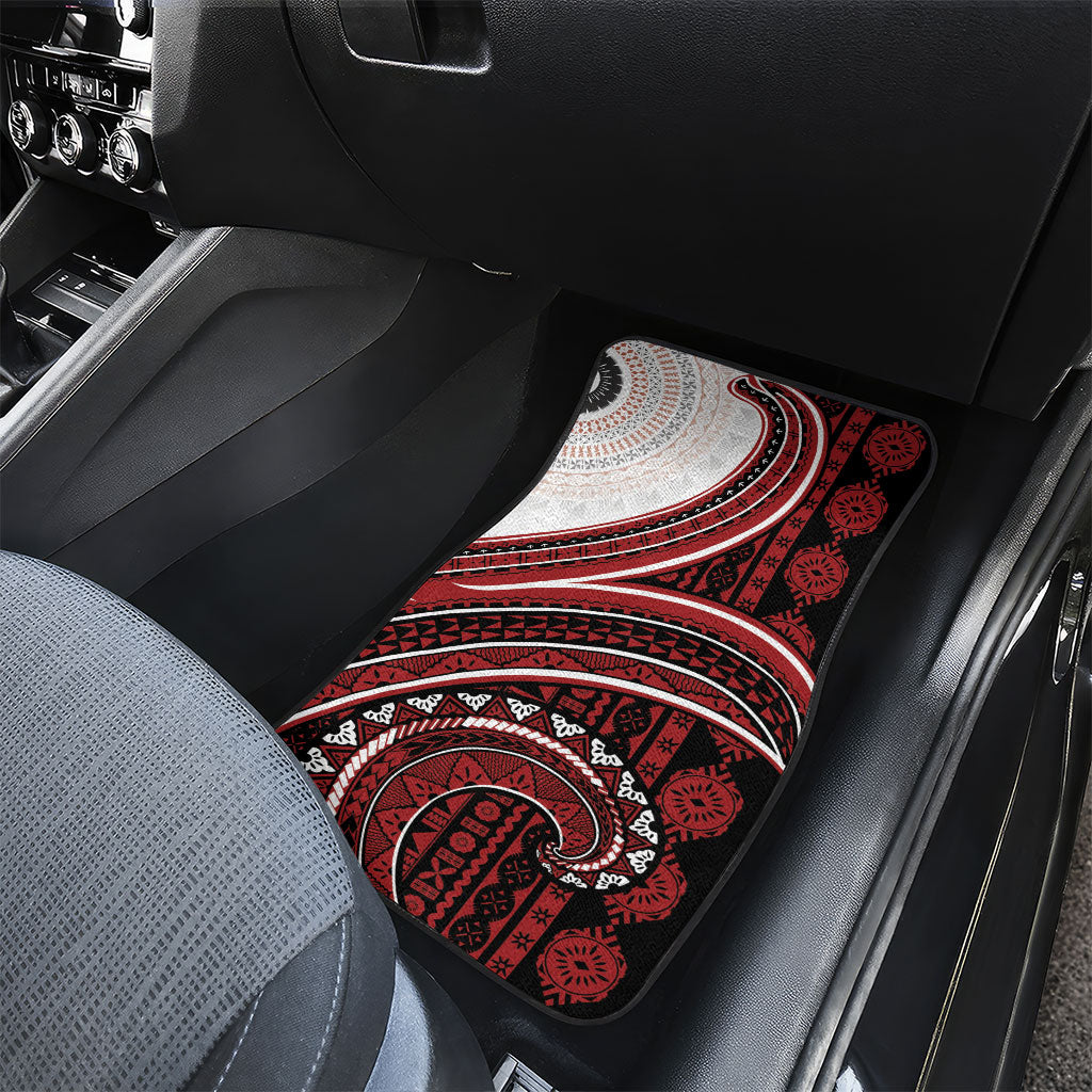 Bula Fiji Vintage Tapa Car Mats Kaivity Masi Wave Motifs - Red