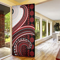 Bula Fiji Vintage Tapa Door Cover Kaivity Masi Wave Motifs - Red