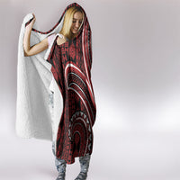 Bula Fiji Vintage Tapa Hooded Blanket Kaivity Masi Wave Motifs - Red