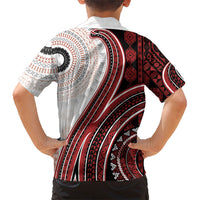 Bula Fiji Vintage Tapa Kid Hawaiian Shirt Kaivity Masi Wave Motifs - Red