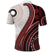 Bula Fiji Vintage Tapa Polo Shirt Kaivity Masi Wave Motifs - Red