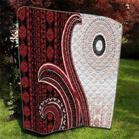 Bula Fiji Vintage Tapa Quilt Kaivity Masi Wave Motifs - Red