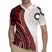 Bula Fiji Vintage Tapa Rugby Jersey Kaivity Masi Wave Motifs - Red