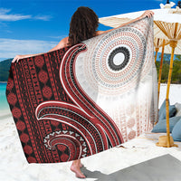 Bula Fiji Vintage Tapa Sarong Kaivity Masi Wave Motifs - Red