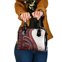 Bula Fiji Vintage Tapa Shoulder Handbag Kaivity Masi Wave Motifs - Red