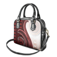 Bula Fiji Vintage Tapa Shoulder Handbag Kaivity Masi Wave Motifs - Red