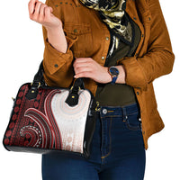 Bula Fiji Vintage Tapa Shoulder Handbag Kaivity Masi Wave Motifs - Red
