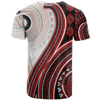 Bula Fiji Vintage Tapa T Shirt Kaivity Masi Wave Motifs - Red