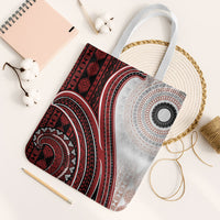 Bula Fiji Vintage Tapa Tote Bag Kaivity Masi Wave Motifs - Red