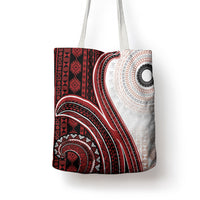 Bula Fiji Vintage Tapa Tote Bag Kaivity Masi Wave Motifs - Red