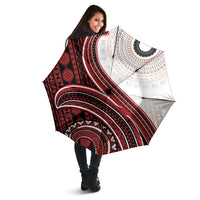 Bula Fiji Vintage Tapa Umbrella Kaivity Masi Wave Motifs - Red