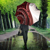 Bula Fiji Vintage Tapa Umbrella Kaivity Masi Wave Motifs - Red