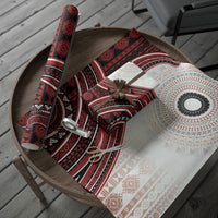 Bula Fiji Vintage Tapa Wrapping Paper Kaivity Masi Wave Motifs - Red