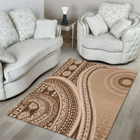 Bula Fiji Vintage Tapa Area Rug Kaivity Masi Wave Motifs - Mocha