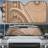 Bula Fiji Vintage Tapa Auto Sun Shade Kaivity Masi Wave Motifs - Mocha