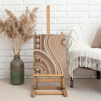 Bula Fiji Vintage Tapa Canvas Wall Art Kaivity Masi Wave Motifs - Mocha