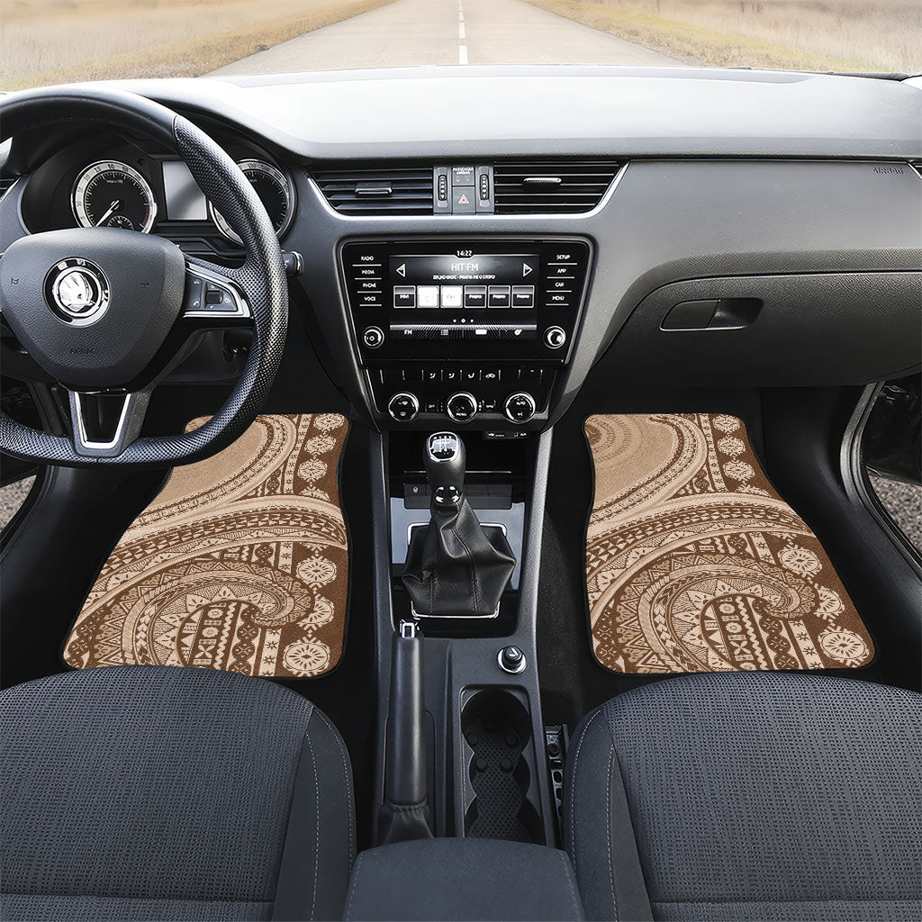 Bula Fiji Vintage Tapa Car Mats Kaivity Masi Wave Motifs - Mocha
