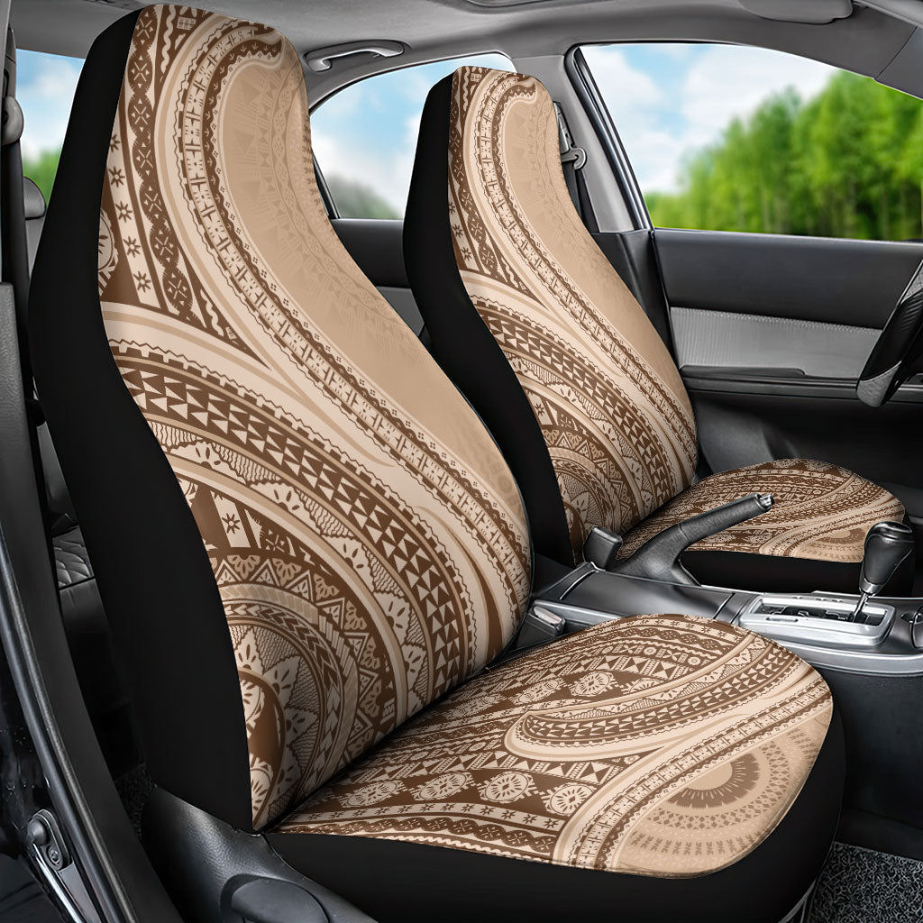 Bula Fiji Vintage Tapa Car Seat Cover Kaivity Masi Wave Motifs - Mocha