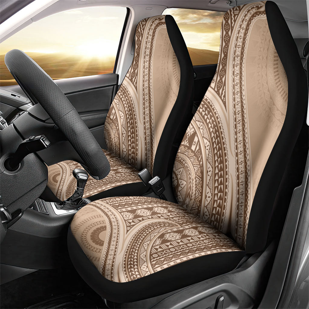 Bula Fiji Vintage Tapa Car Seat Cover Kaivity Masi Wave Motifs - Mocha