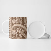 Bula Fiji Vintage Tapa Ceramic Mug Kaivity Masi Wave Motifs - Mocha