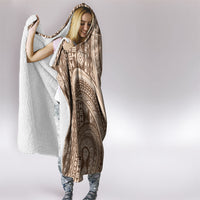 Bula Fiji Vintage Tapa Hooded Blanket Kaivity Masi Wave Motifs - Mocha