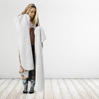 Bula Fiji Vintage Tapa Hooded Blanket Kaivity Masi Wave Motifs - Mocha